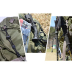Outdoor hiking backpack with external climbing poles rope buckle fixed buckle elastic rope