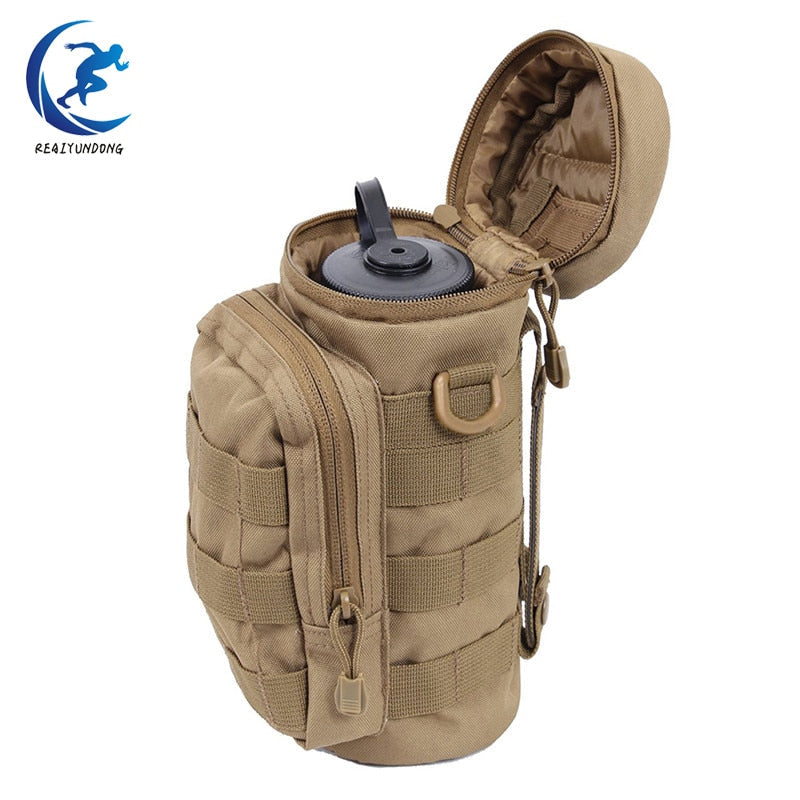 Outdoor Water Bottle Pouch Military Tactical Molle Kettle Case Waist Bag Multifunction Pockets