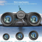 12x42 HD Binoculars for Adults with Universal Phone Adapter
