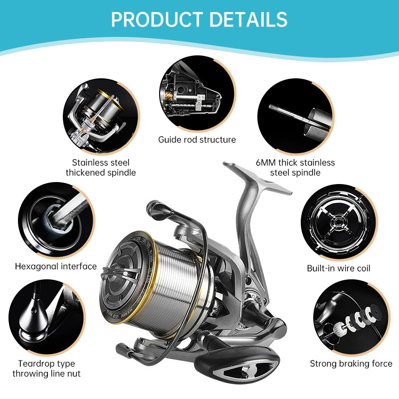 17+1BB 8000-14000 Series Aluminum Alloy Spool Fishing Reel, 4.8:1 Gear Ratio