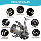 17+1BB 8000-14000 Series Aluminum Alloy Spool Fishing Reel, 4.8:1 Gear Ratio