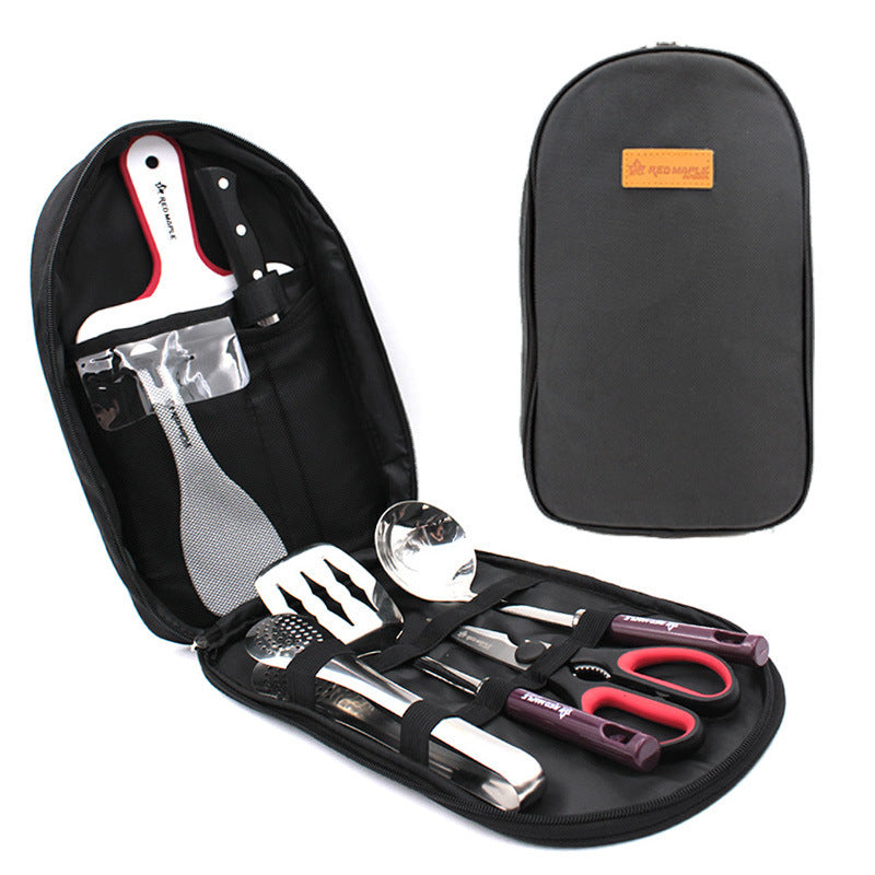 8pcs Camp Kitchen Cooking Utensil Set Travel Organizer Grill Accessories PortableGear For BBQ