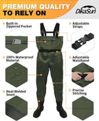 ,DikaSun Chest Waders with Boots -Lightweight Bootfoot Waders for Men & Women Duck Hunting & Fly Fishing