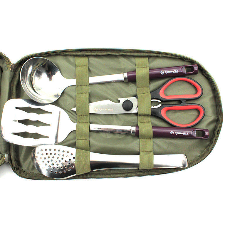 8pcs Camp Kitchen Cooking Utensil Set Travel Organizer Grill Accessories PortableGear For BBQ