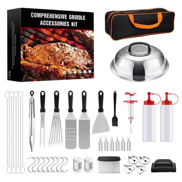 Outdoor Barbecue Tools Stainless steel Barbecue Shovel Set Barbecue Fork Iron Plate Combination