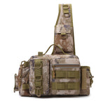 Men's Fishing Backpack with bait box, equipment storage bag, pole holder sling & shoulder bag