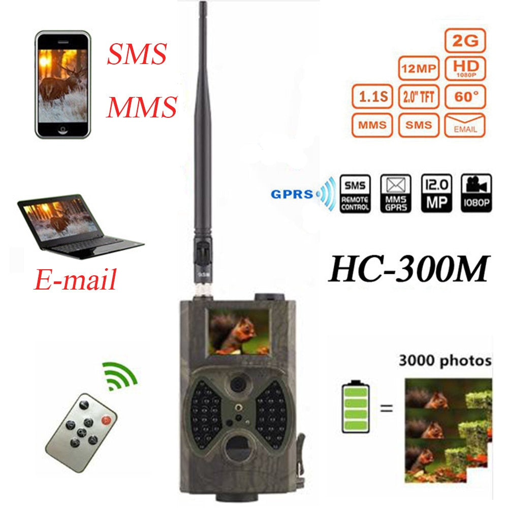 HC300M Hunting Trail Camera Email MMS GSM Trap Camera 12MP 1080P Night Vision GPRS Infrared Wild Hunting Camera Wildlife