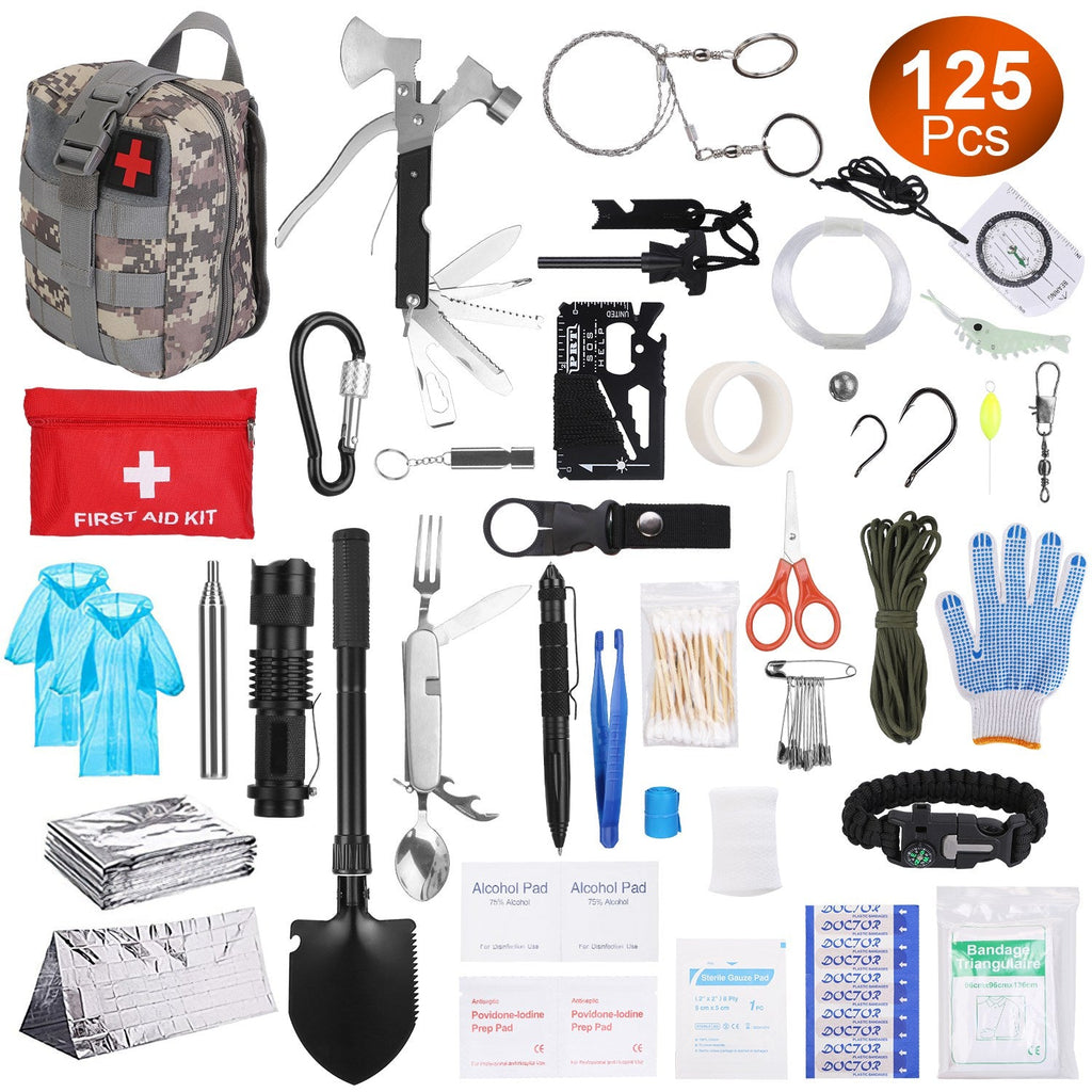 125Pcs Survival Kits Professional Emergency Survival Gear Tactical First Aid Kit Support