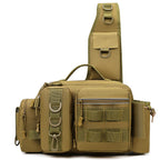 Men's Fishing Backpack with bait box, equipment storage bag, pole holder sling & shoulder bag
