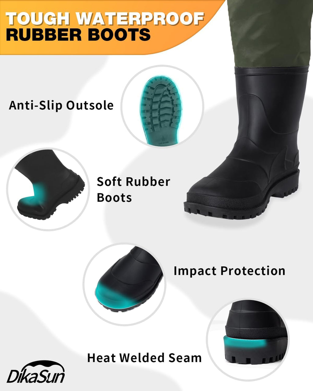 ,DikaSun Chest Waders with Boots -Lightweight Bootfoot Waders for Men & Women Duck Hunting & Fly Fishing