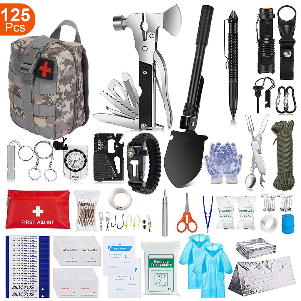 125Pcs Survival Kits Professional Emergency Survival Gear Tactical First Aid Kit Support