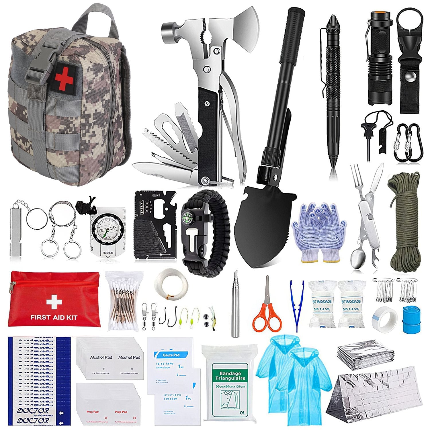 125Pcs Survival Kits Professional Emergency Survival Gear Tactical First Aid Kit Support