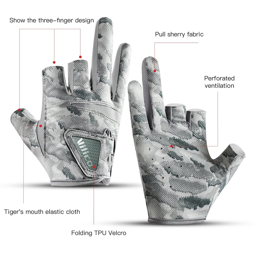 Outdoor fishing equipment -  comfortable breathable leak proof 3-finger lure fishing gloves