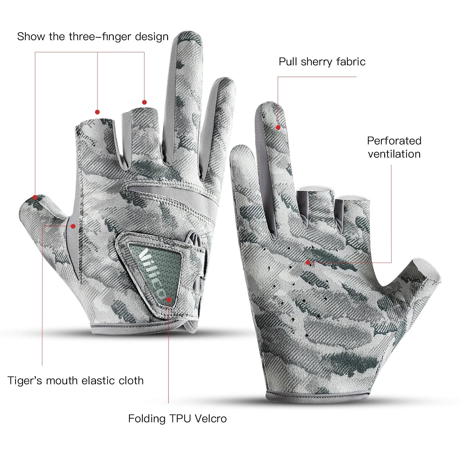 Outdoor fishing equipment -  comfortable breathable leak proof 3-finger lure fishing gloves