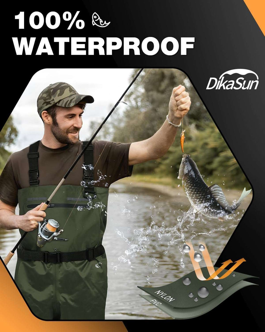 ,DikaSun Chest Waders with Boots -Lightweight Bootfoot Waders for Men & Women Duck Hunting & Fly Fishing