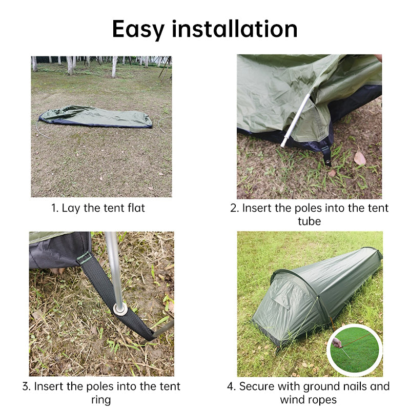 Lightweight single - person camping tent, outdoor camping sleeping bag,hikinggear, 2025