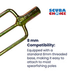 Spearfishing 3 Prong 8mm Spearhead Fork Harpoon Tip with Barbs