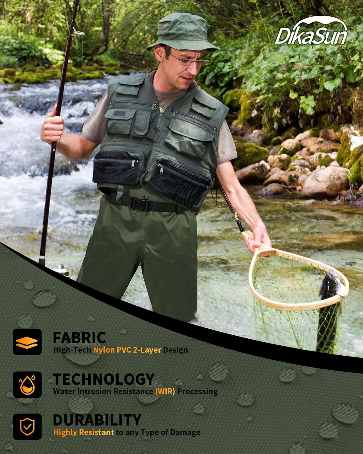 ,DikaSun Chest Waders with Boots -Lightweight Bootfoot Waders for Men & Women Duck Hunting & Fly Fishing