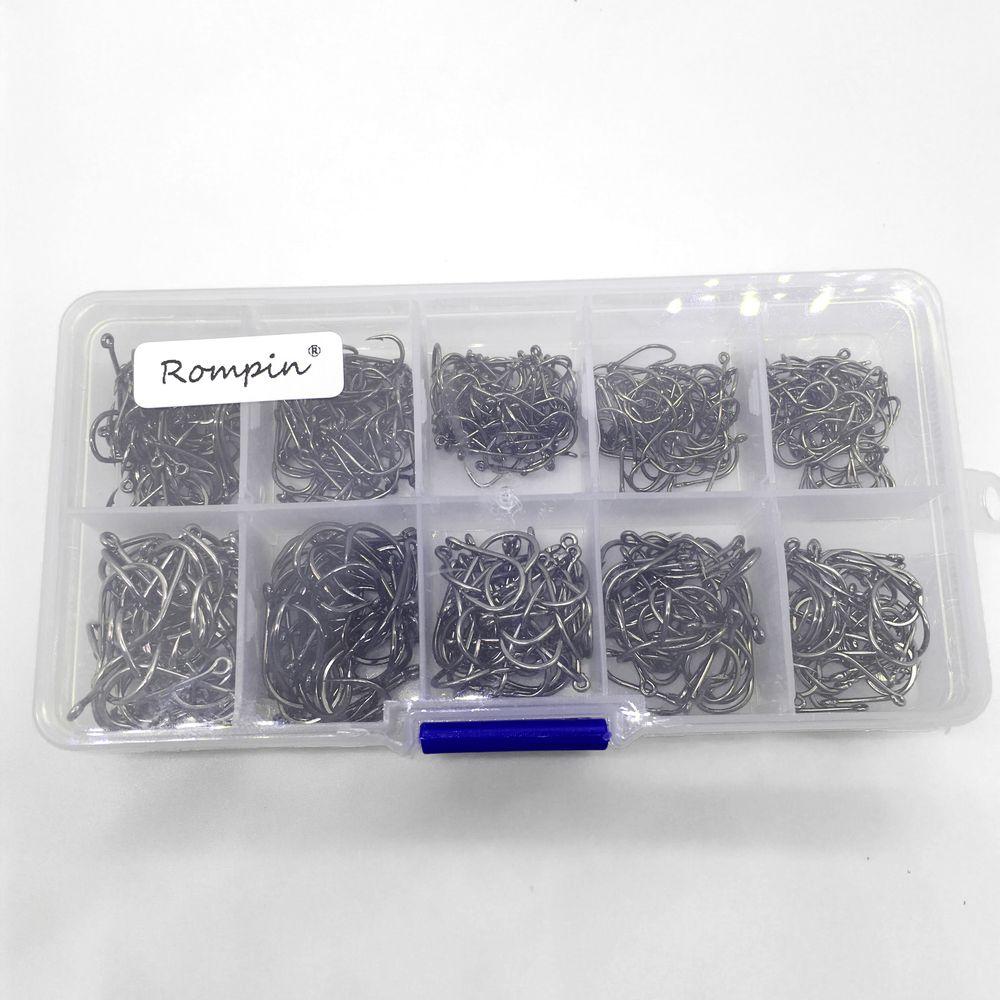 Rompin 500pcs/set mixed size #3~12 high carbon steel carp fishing hooks