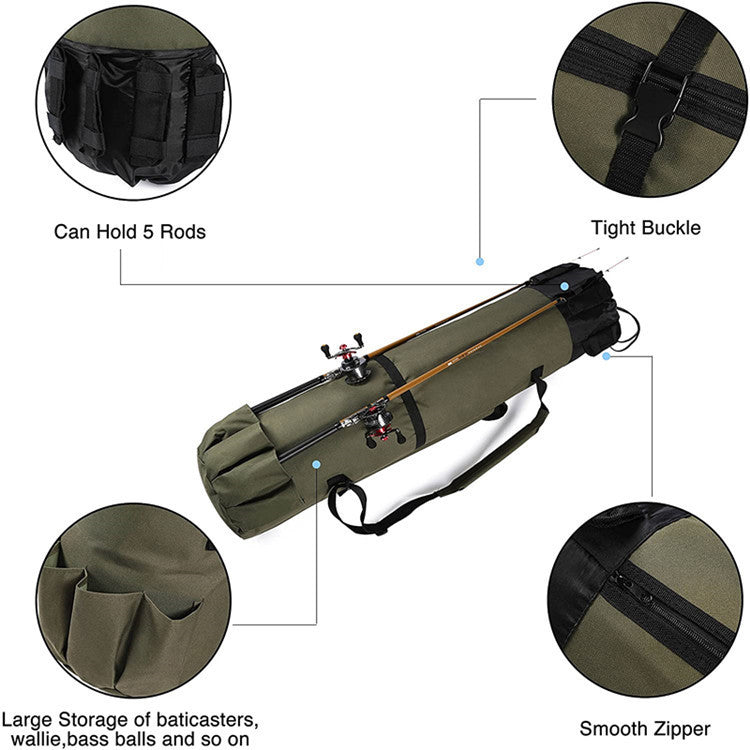 Cylinder Outdoor Fishing Bag Multifunctional Fishing Rod Bag Sea Rod Fishing Gear Bag