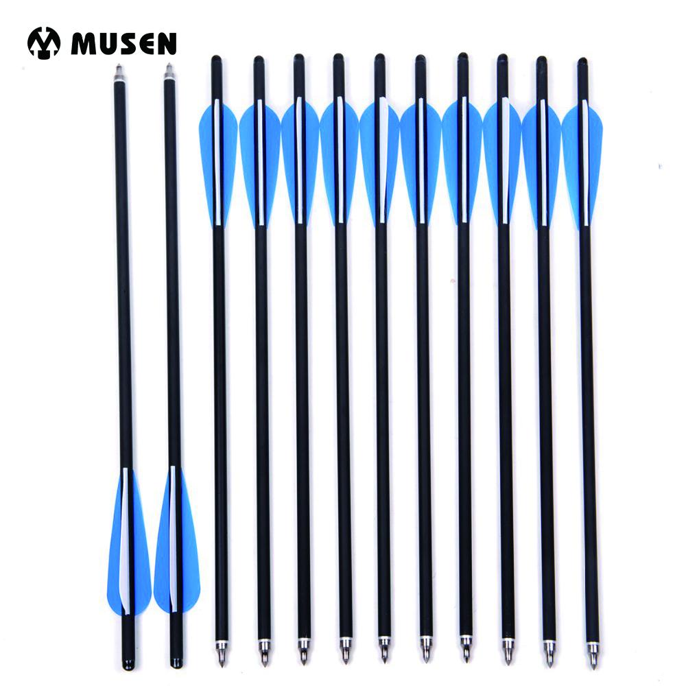 Musen 12Pcs 17 Archery Hunting Crossbow Bolt Carbon Arrow With 4 Vanes Crossbow Arrow