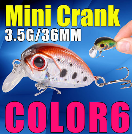 AFISHLURE  36mm 3.5g Crank Bait Hard Plastic Artificial Fishing Lure Fake carp Wobbler