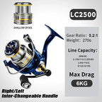 1pc metal spinning wheel speed ratio 5.2:1, far into Luya wheel can be sea fishing boat