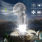Portable Outdoor LED Camping Lantern With Fan Solar Charge Rechargeable Light Hanging