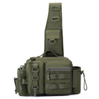 Men's Fishing Backpack with bait box, equipment storage bag, pole holder sling & shoulder bag