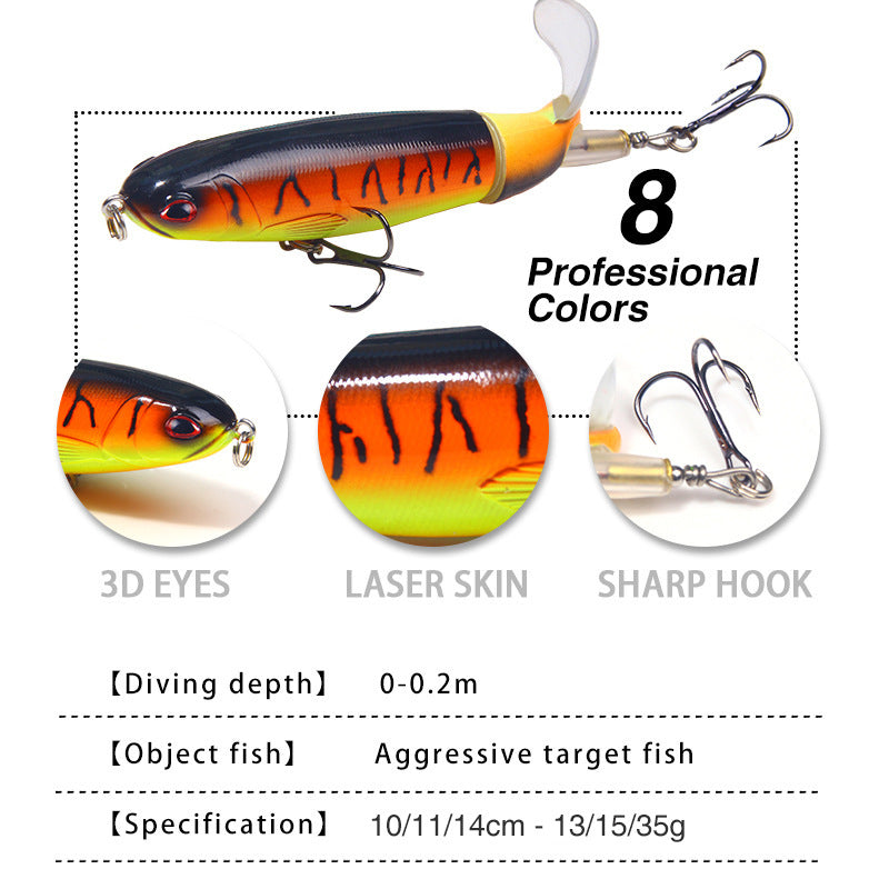 Luya Bait Propeller Tractor Bait 15g 11cm Floating Pencil Wave Climbing Bait Fishing Gear
