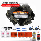 Men's Fishing Backpack with bait box, equipment storage bag, pole holder sling & shoulder bag