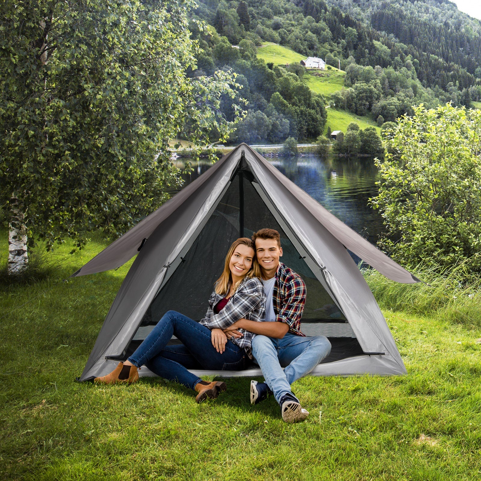 Pop-up Camping Tent for 2-3 People with Carry Bag and Rainfly for Backpacking Hiking