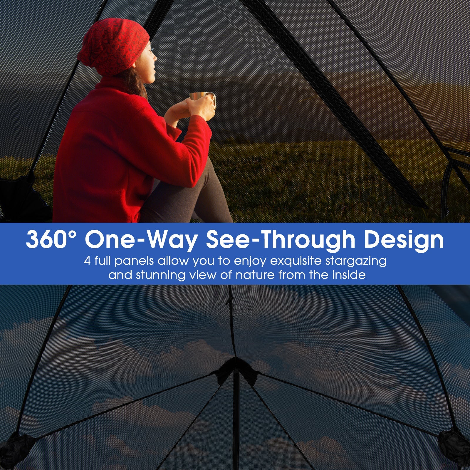 Pop-up Camping Tent for 2-3 People with Carry Bag and Rainfly for Backpacking Hiking