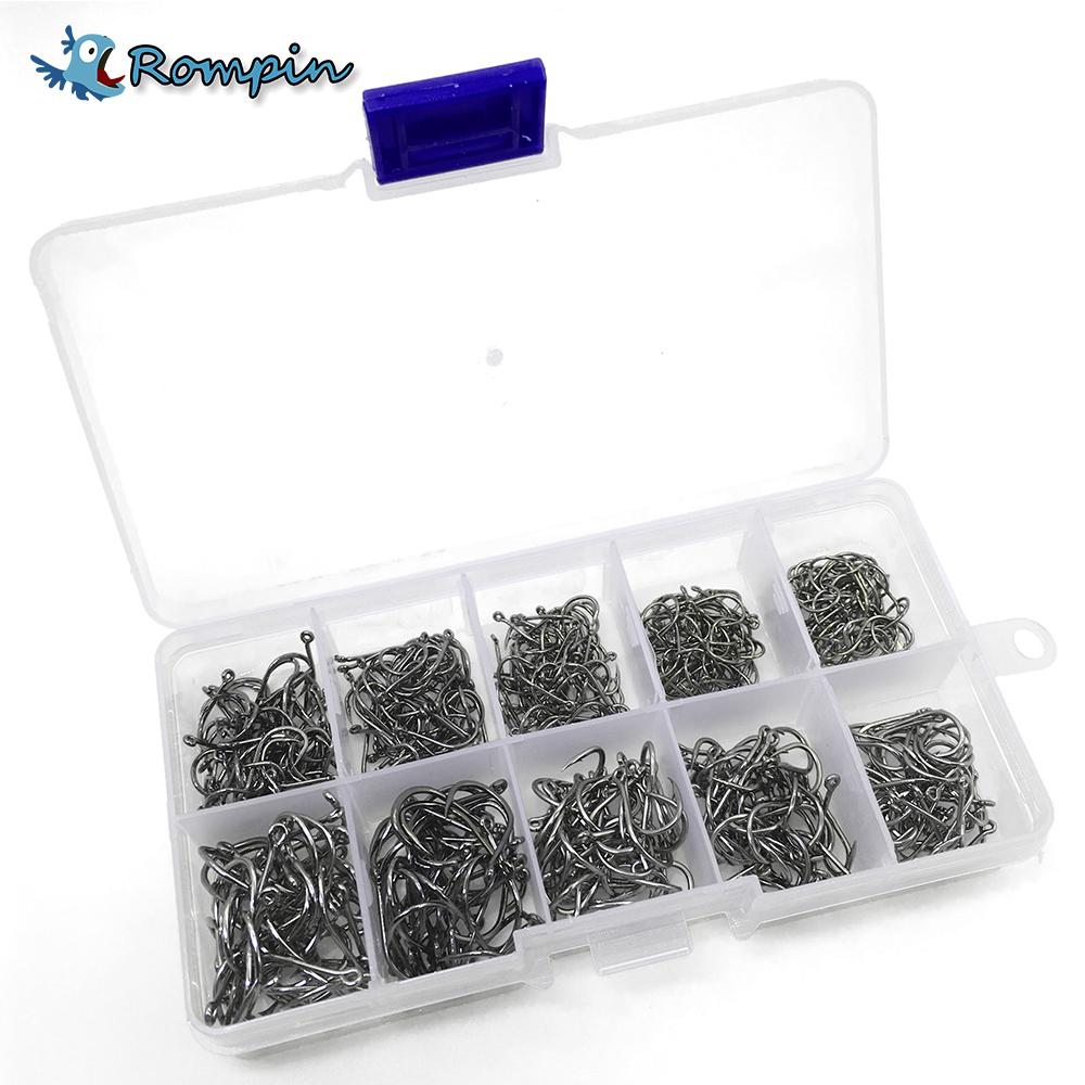 Rompin 500pcs/set mixed size #3~12 high carbon steel carp fishing hooks