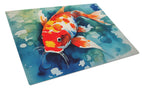 Koi Fish Cutting Board Tempered Glass Kitchen Surface, Heat Resistant Chopping Slip proof