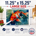 Koi Fish Cutting Board Tempered Glass Kitchen Surface, Heat Resistant Chopping Slip proof