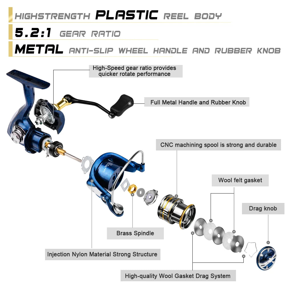 1pc metal spinning wheel speed ratio 5.2:1, far into Luya wheel can be sea fishing boat