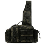 Men's Fishing Backpack with bait box, equipment storage bag, pole holder sling & shoulder bag