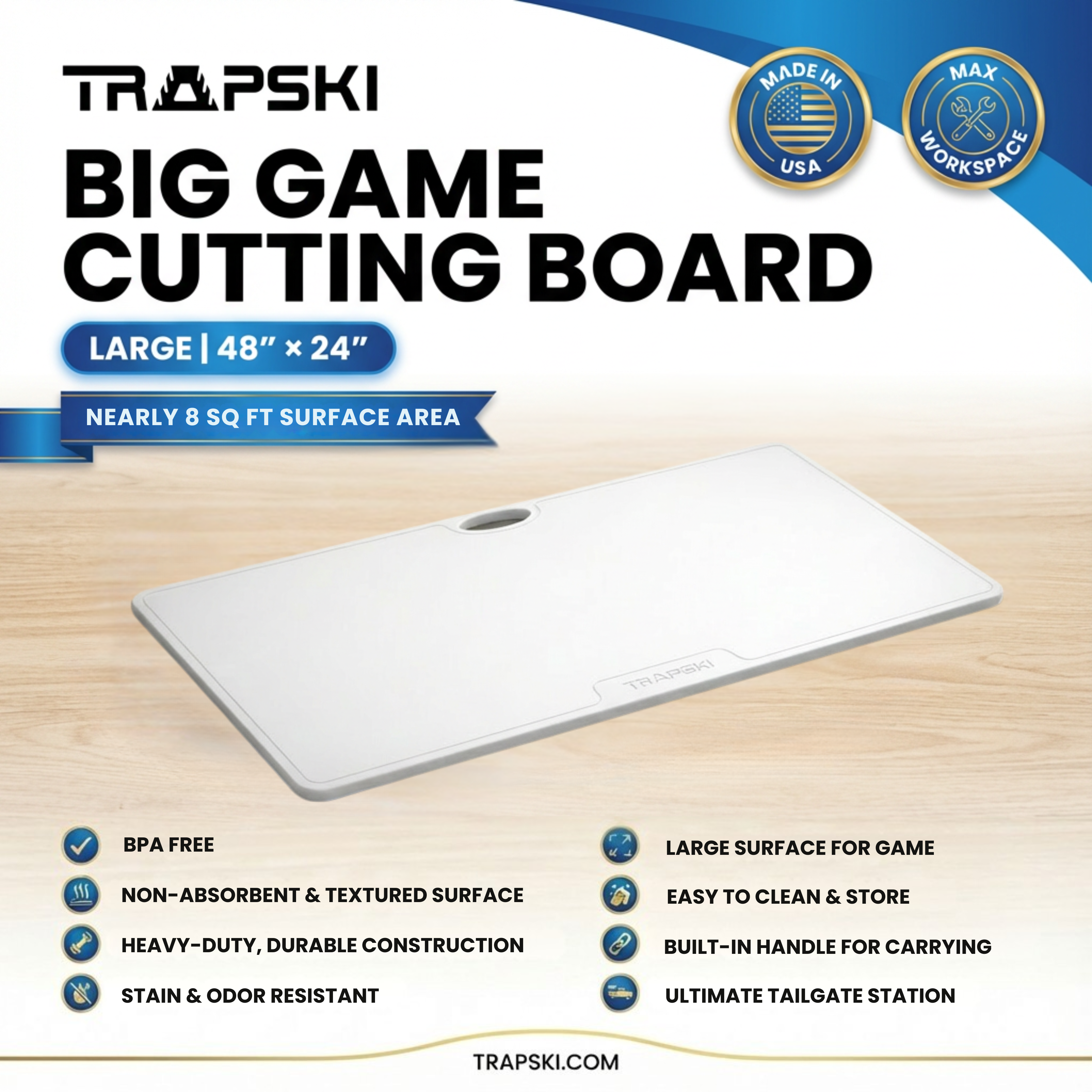 Big Game Cutting Chopping Board 3/8 Inch Thick | Food-Grade