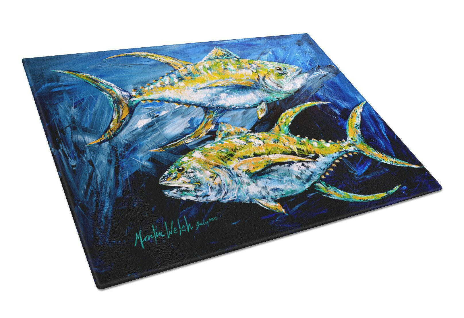 Fish - Tuna Tuna Blue Glass Cutting Boards – Durable, Decorative Kitchen Art Large
