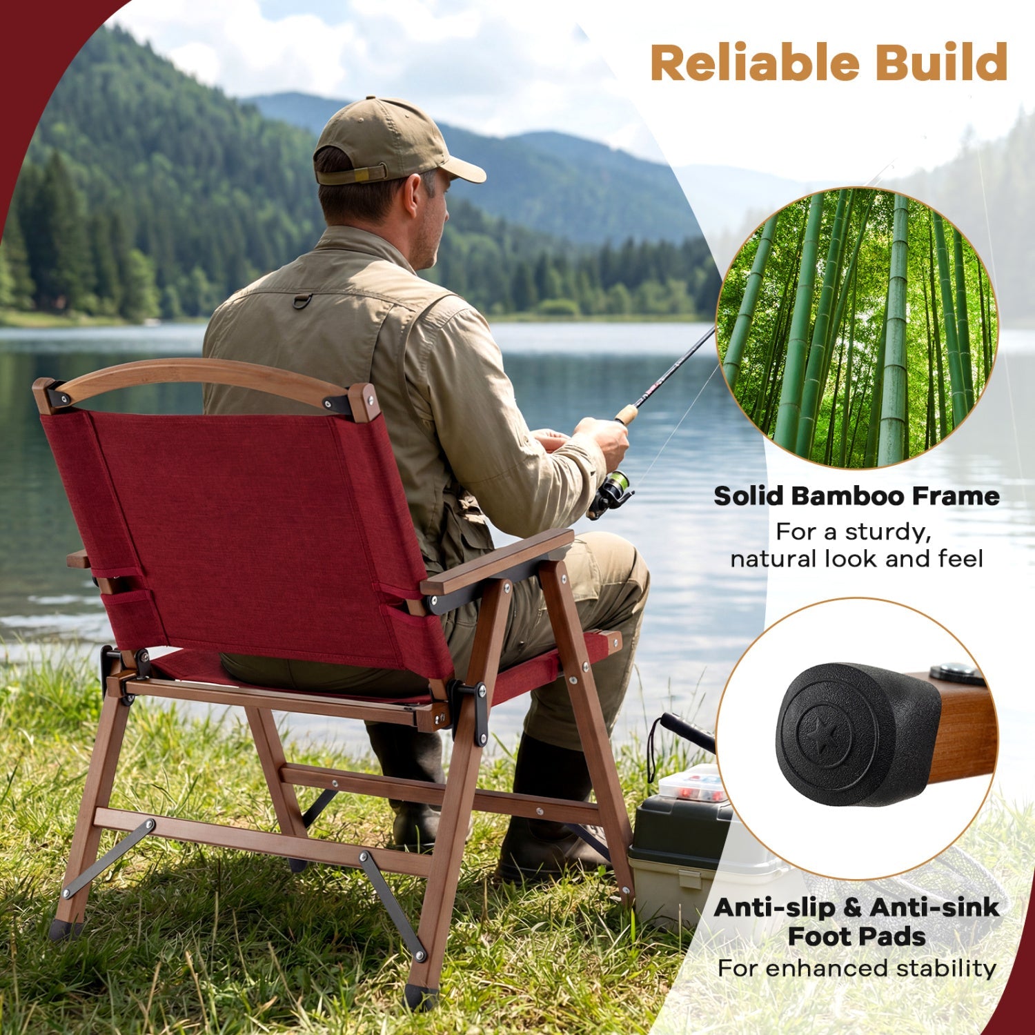 Portable and Lightweight Folding Camping Chair for Patio Picnic Leisure Fishing Travel