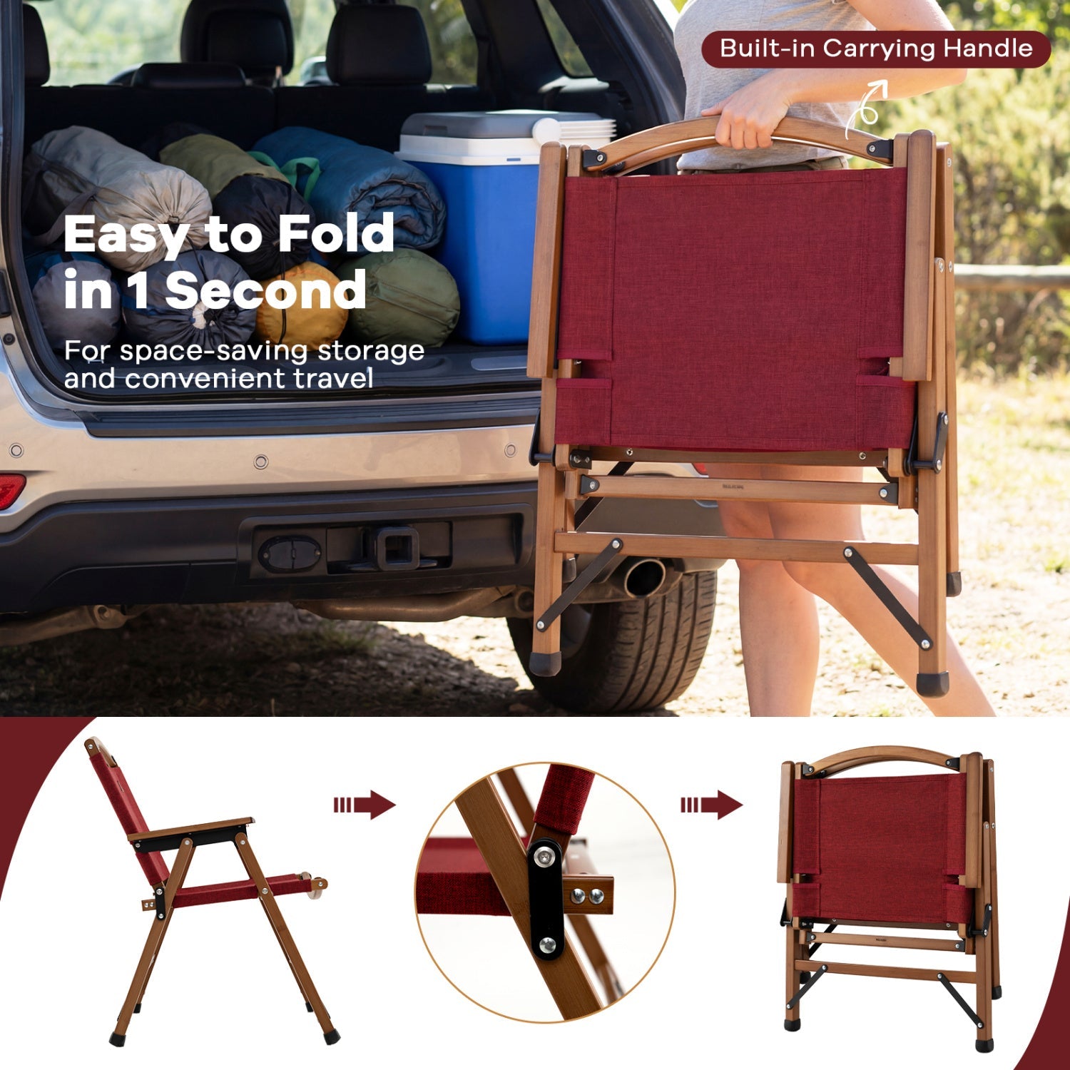 Portable and Lightweight Folding Camping Chair for Patio Picnic Leisure Fishing Travel