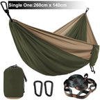Solid Color Parachute Hammock with Hammock straps and Black carabiner Camping Survival travel Double Person outdoor furniture
