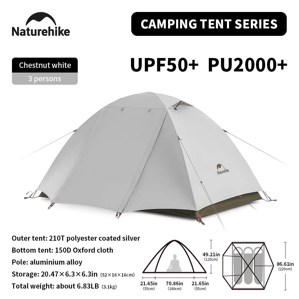 Naturehike Camping Tent 2-3 People Waterproof UPF50+ Camping Tent Outdoor Ultralight