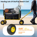 Fishing Cart Beach Cart Collapsible Wagon with 9.85'' All-Terrain Wheels