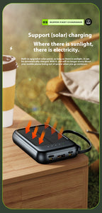 Solar Charging Unit With Cable Camping Portable Large Capacity Mobile Power Supply