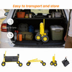 Fishing Cart Beach Cart Collapsible Wagon with 9.85'' All-Terrain Wheels