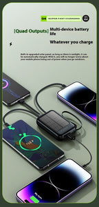 Solar Charging Unit With Cable Camping Portable Large Capacity Mobile Power Supply