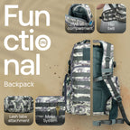 Huntex 40L Tactical Backpack in White Gray Camo