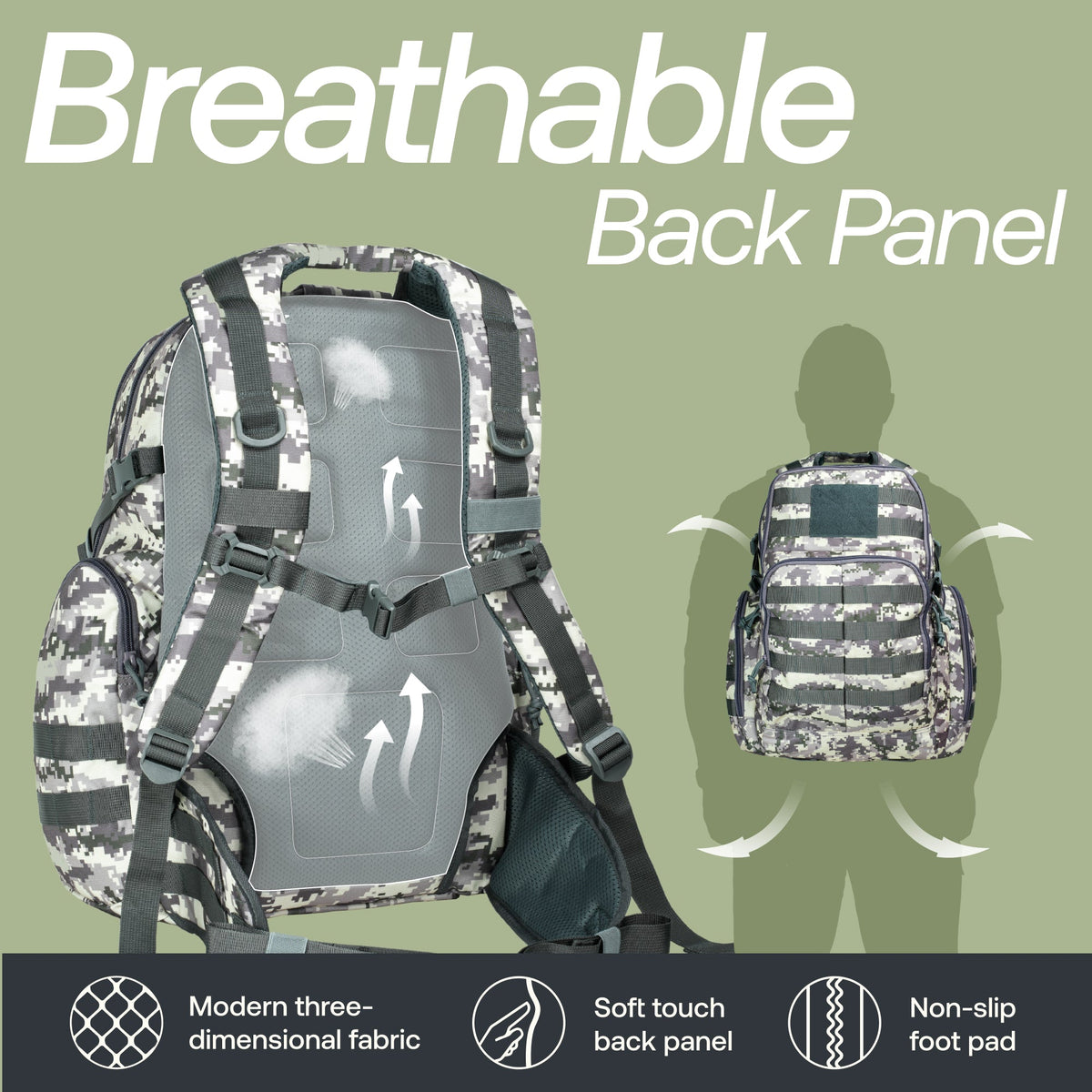 Huntex 40L Tactical Backpack in White Gray Camo